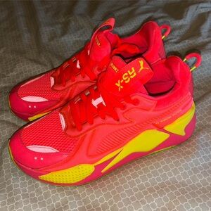 Puma RS-X Vibrant Red and Neon Yellow Sneakers